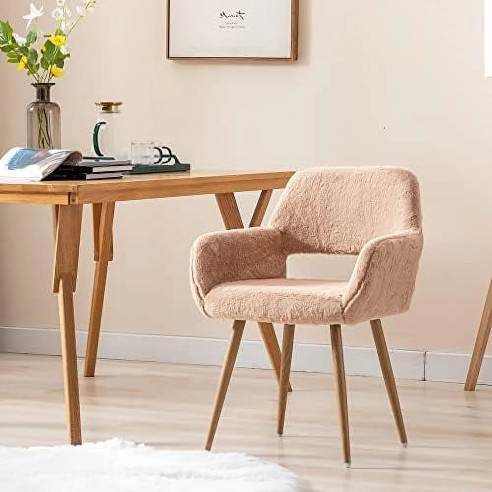 Faux Sherpa Accent Armchair with Metal Legs U5541