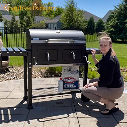 Extra Large Charcoal BBQ Grill with 2 Foldable Side Tables R7832