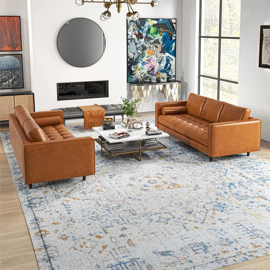 Tan Leather Sofa Set of 2 G27950