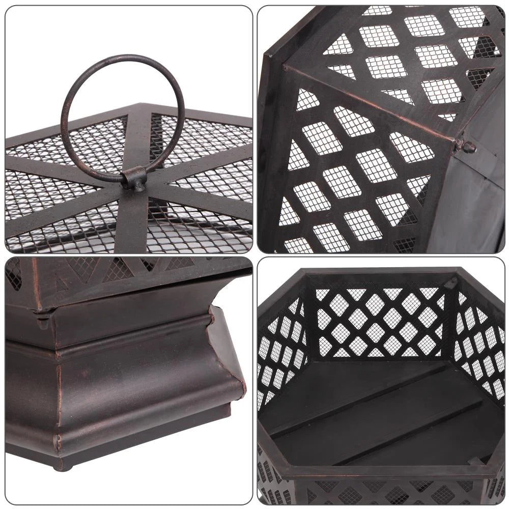 22 inch Steel Fire Pit with Flame-Retardant Mesh Lid M540