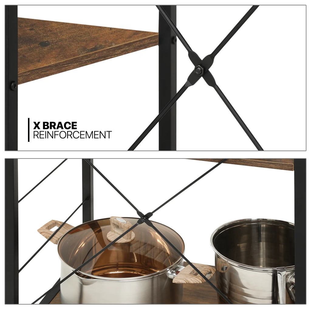 Brown 6 Shelves Utility Storage Shelf with Wire Basket E518988