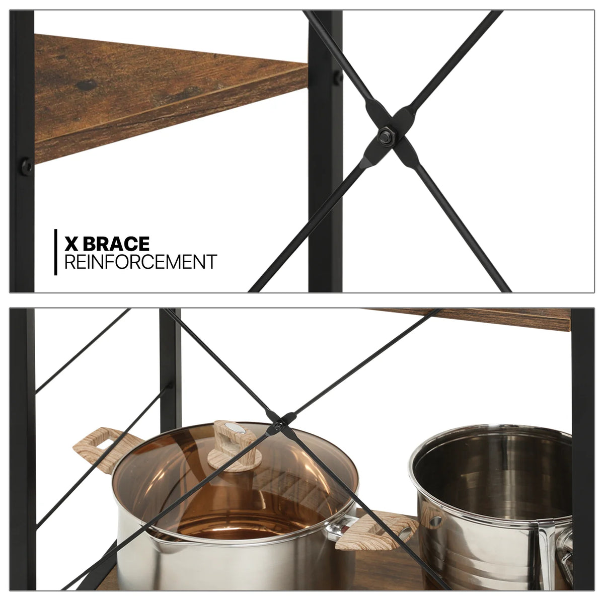 Brown 6 Shelves Utility Storage Shelf with Wire Basket E518988