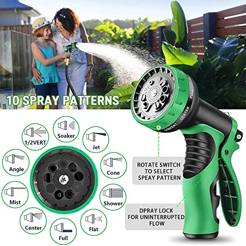 50 ft Expandable Garden Hose with 10-Function Spray Nozzle, 3/4" Solid Brass Fittings N51660
