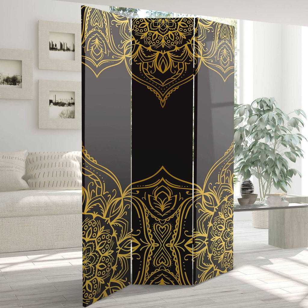 6 ft. Tall Double Sided Black Canvas Room Divider A26557