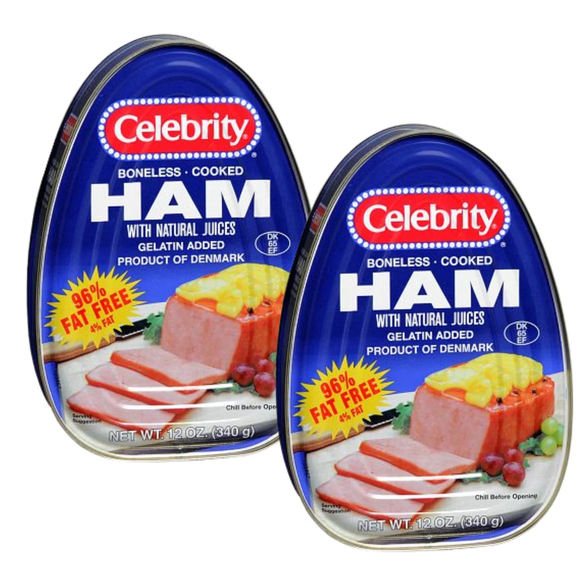 Boneless Canned Cooked Ham 96% Fat-Free No Sugar Added 12oz-2 Pack V403684
