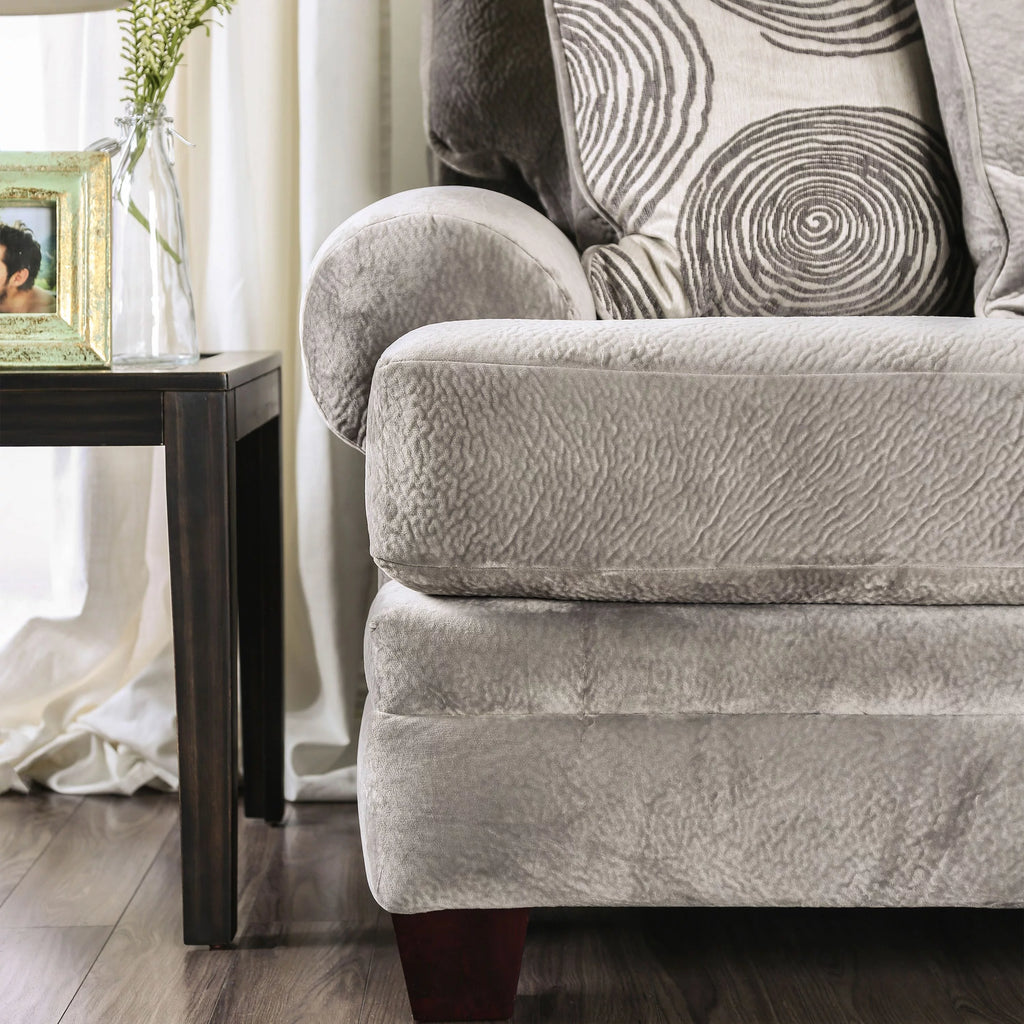 Gray Fabric Sofa with Pillows E641667