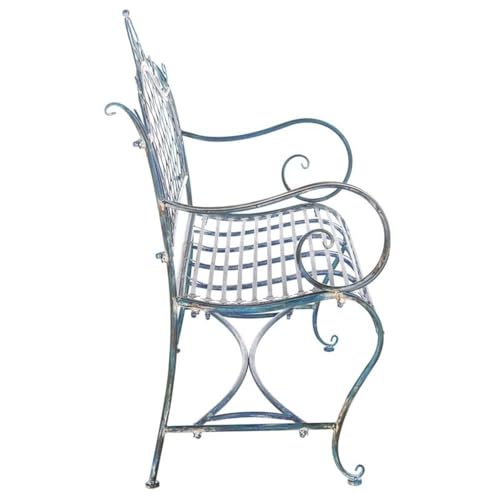 Antique Blue Wrought Iron 46-inch Garden Bench I7995