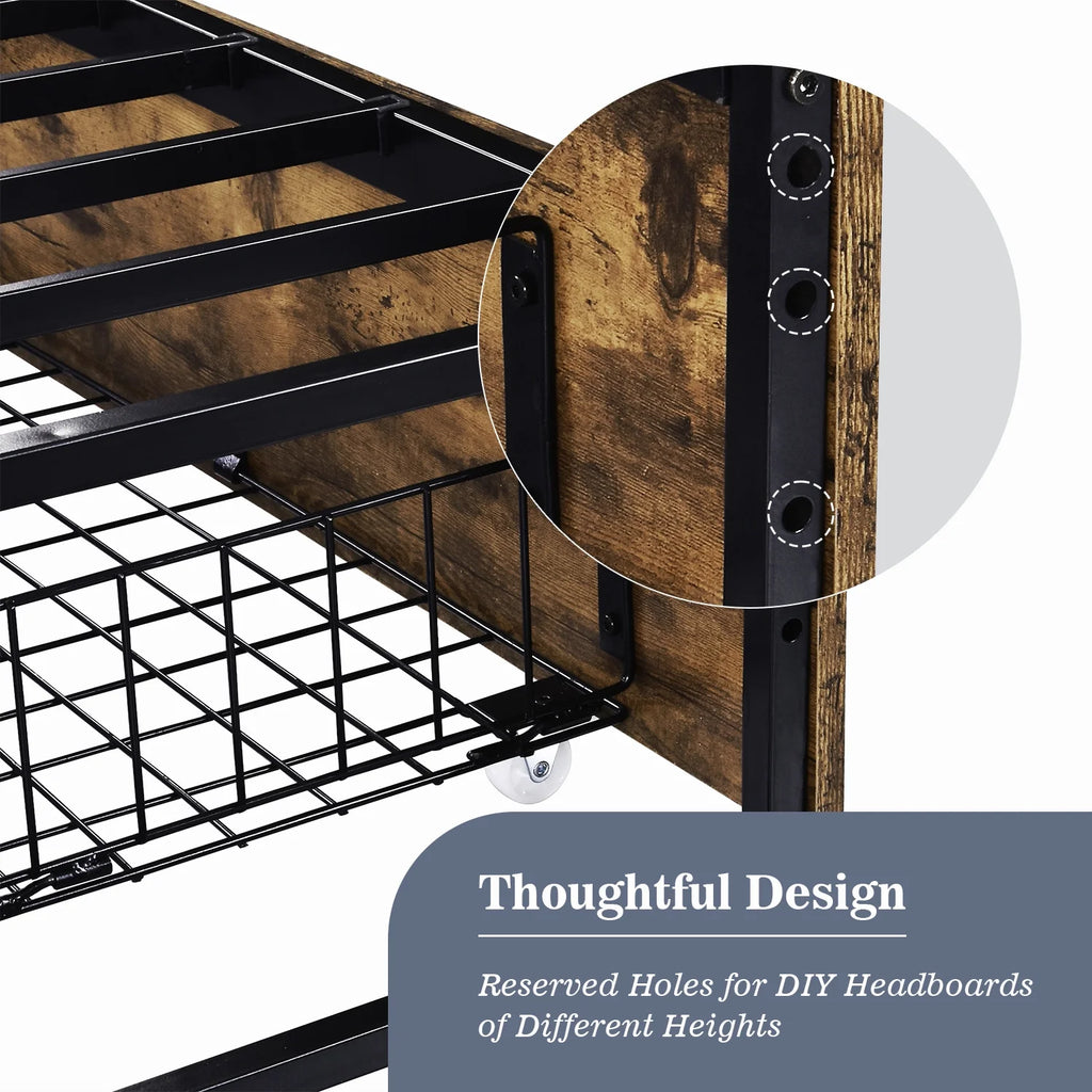 Queen Size Metal Platform Bed Frame with 4 Storage Drawers O541472