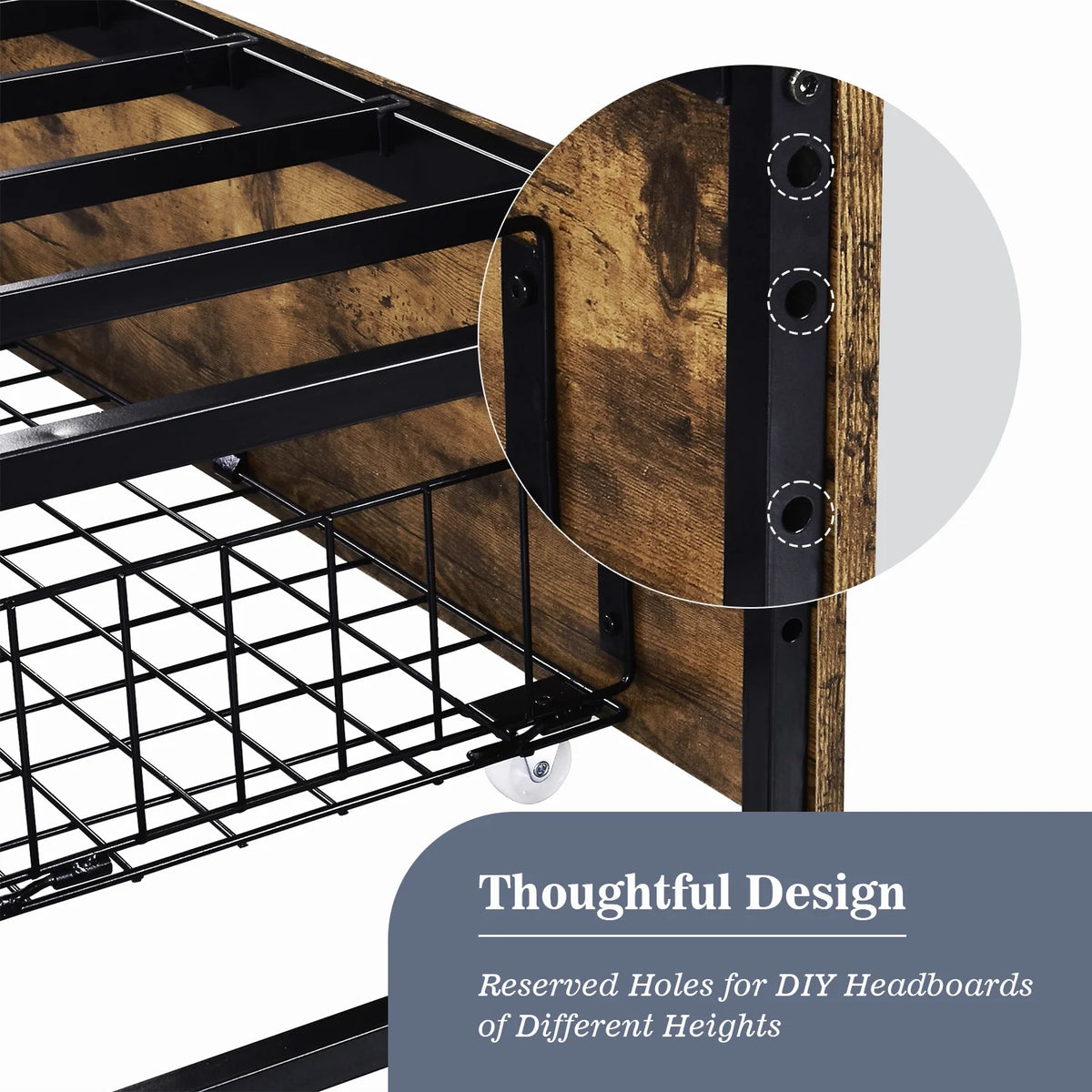 Queen Size Metal Platform Bed Frame with 4 Storage Drawers O541472