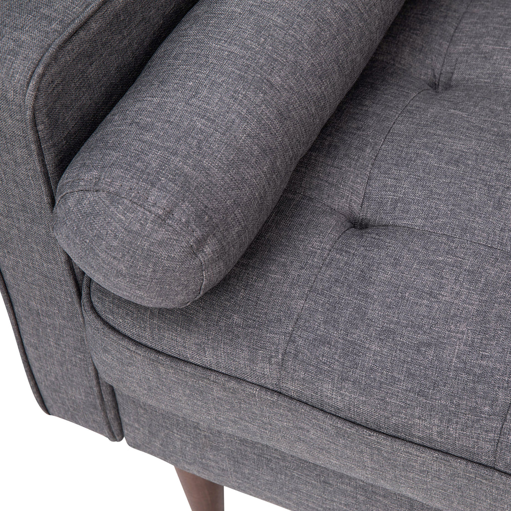 Dark Gray Tufted Faux Linen Sofa with Solid Wood Legs U994