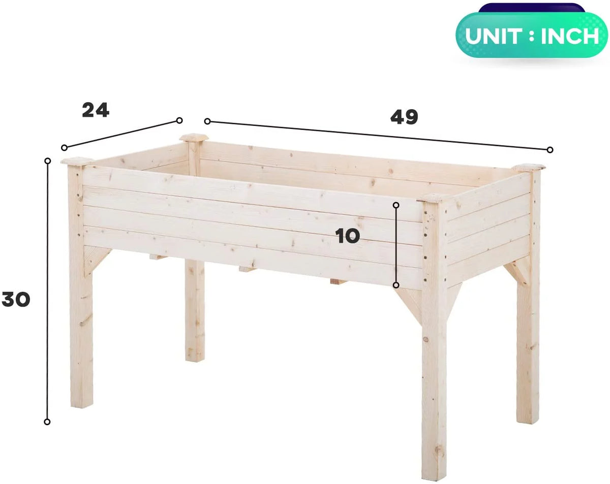 48x24x30in Elevated Wood Planter Garden Bed Z656
