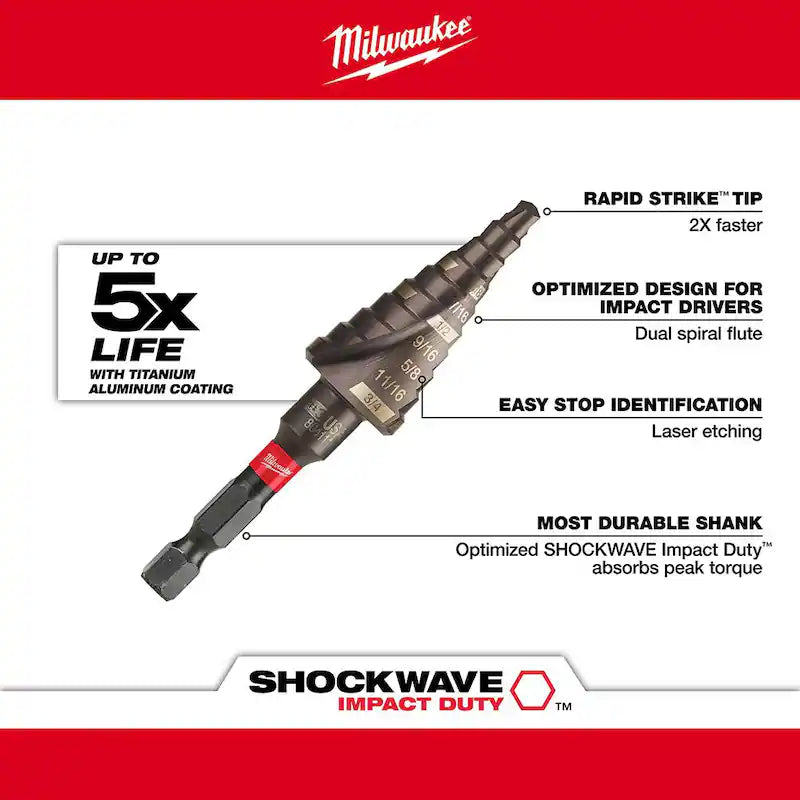 3/16 in. - 3/4 in. Titanium Step Drill Bit P695