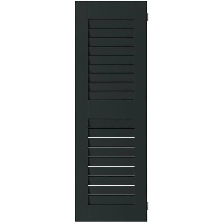 2-Pack 18-in W x 39-in H Black Forest Green Louvered Wood Exterior Shutters I4804