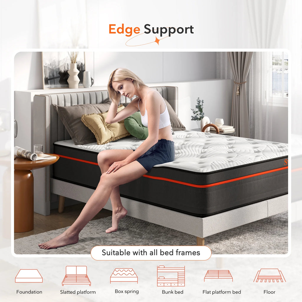 14 Pillow Top Gel Memory Foam Hybrid Mattress Queen Size X137668