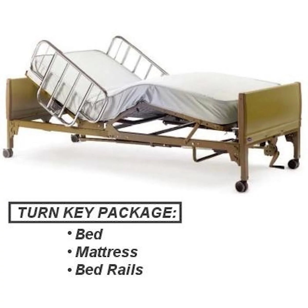 Full Electric Homecare Bed with Innerspring Mattress and Half Rails Z122