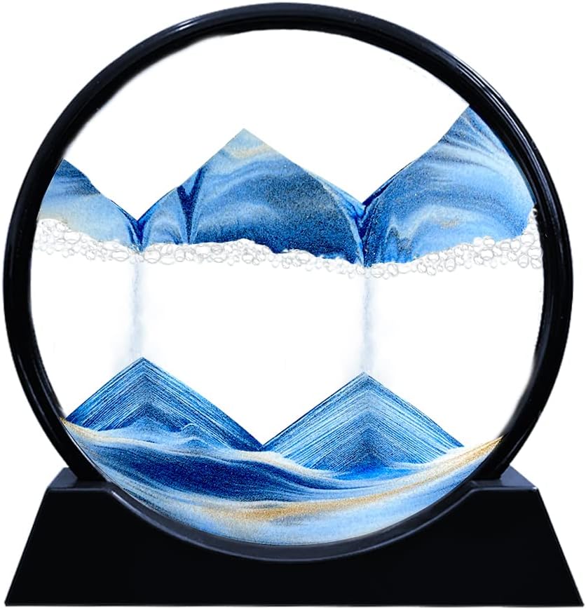 Moving Sand Art Picture Round Glass 3D Deep Sea Sandscape Q3824