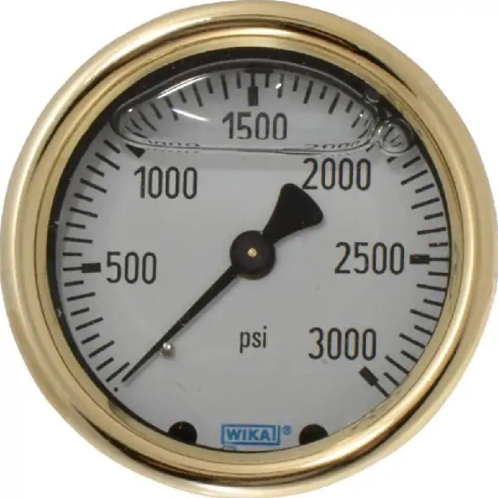 Hydraulic Pressure Gauge, 3000 psi, 4 in Face, Lower Mount J4599