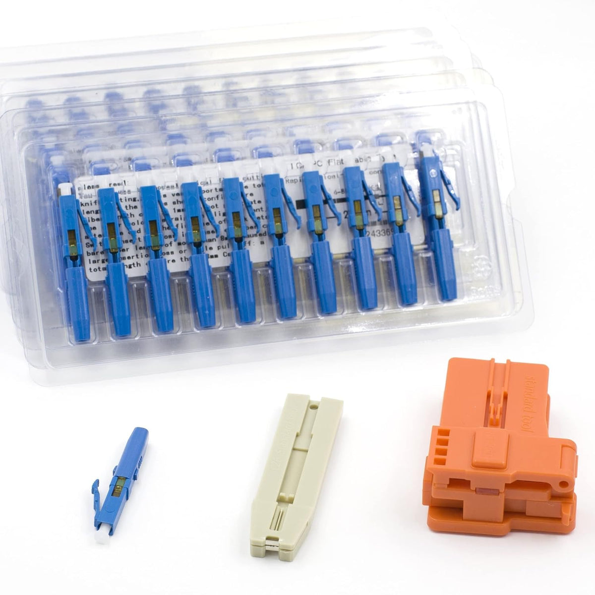 10pcs LC UPC Fiber Optic Quick Connector with Matched Tools, Single Mode 9/125 for 900um Cable M474831
