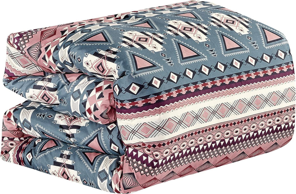 Teal Pink Southwestern Design Comforter Bedding Set Queen Size O539