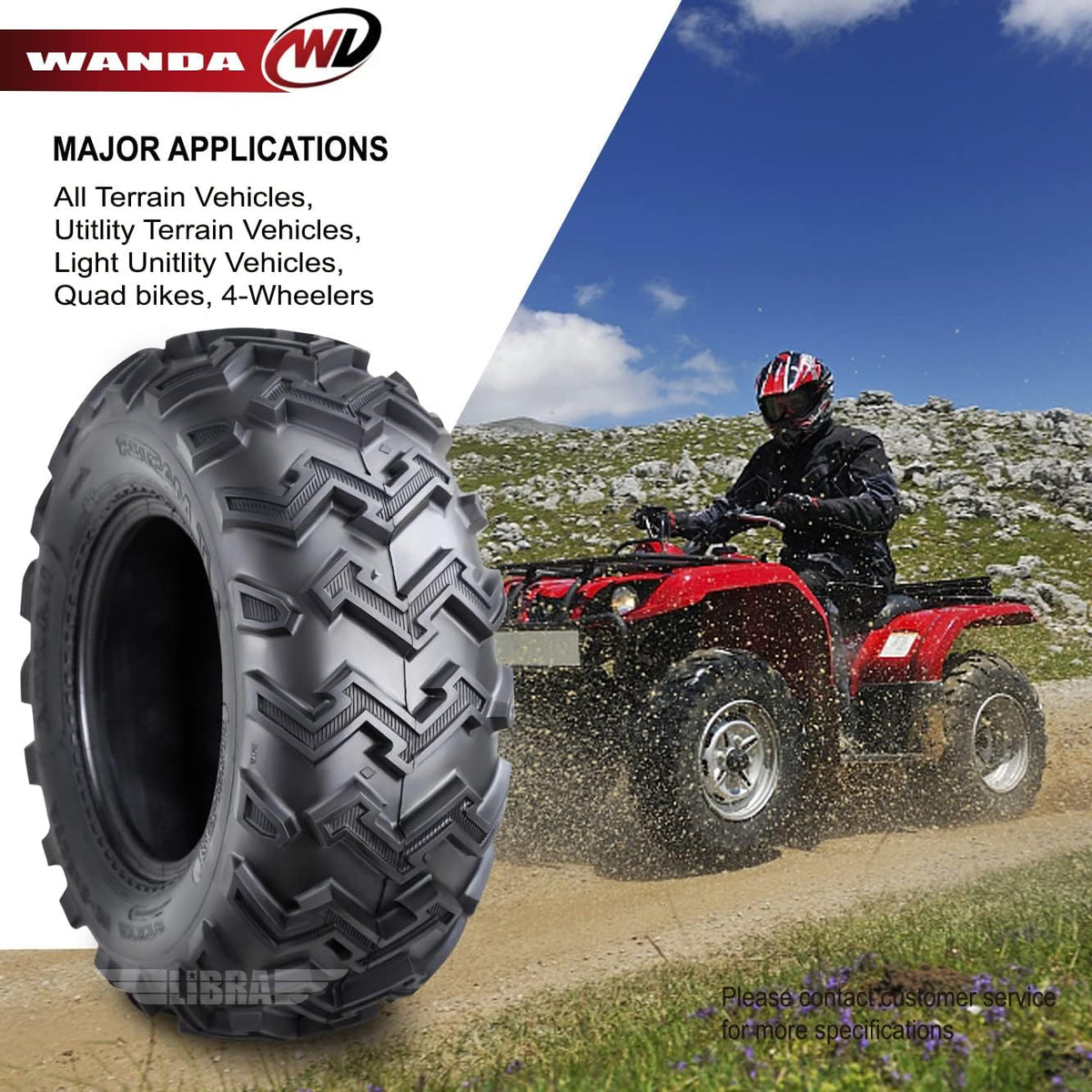 Set of 4 ATV UTV Tires 22x8-10 Front & 22x11-10 Rear 6 Ply M506