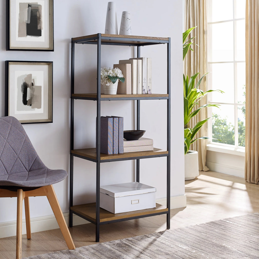 4 Tier Rustic Industrial Bookshelf U643229