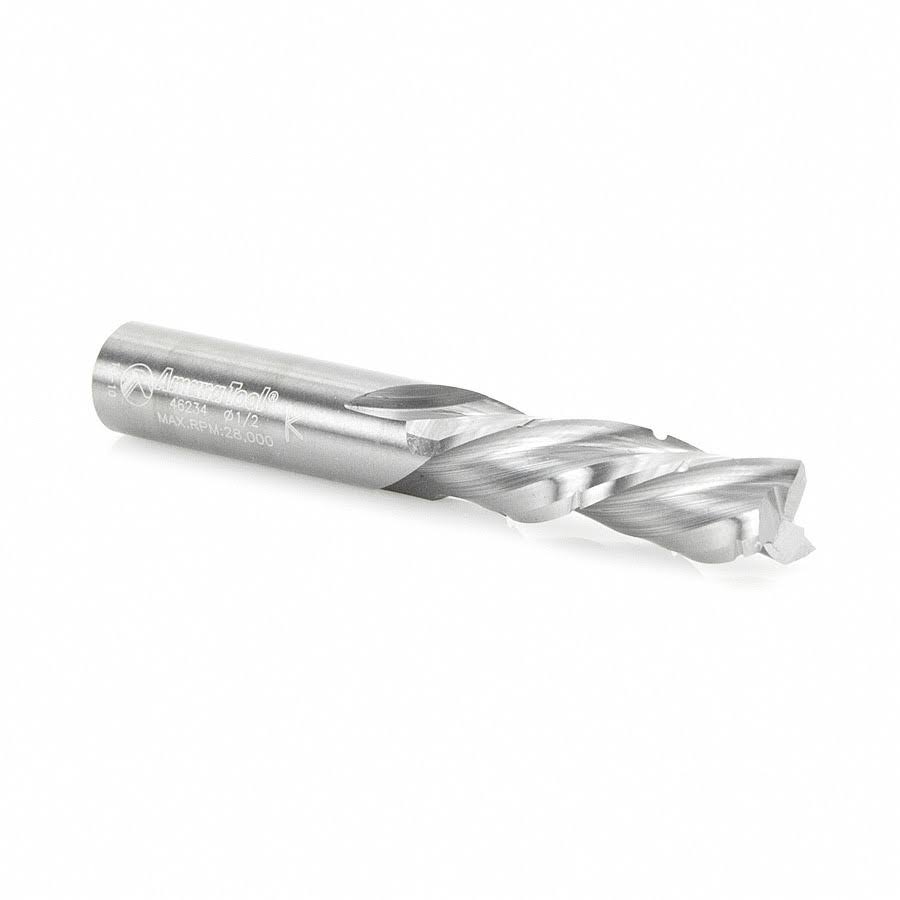 CNC Spiral Roughing 3-Flute Down-Cut Solid Carbide Router Bit, 1/2-Inch Shank N561