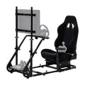 Black Seat TV VR Sim Racing Simulator Cockpit with Monitor Stand U89273