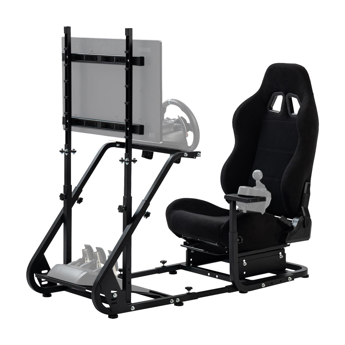 Black Seat TV VR Sim Racing Simulator Cockpit with Monitor Stand U89273