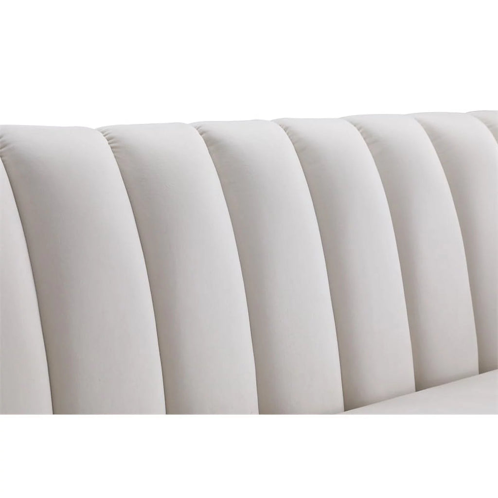 Cream Velvet Wood Sofa M45875