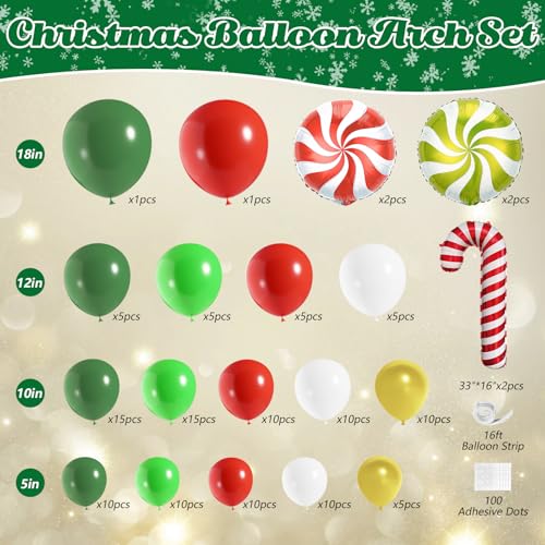 135Pcs Red Green White Gold Balloon Garland Arch Kit M19075
