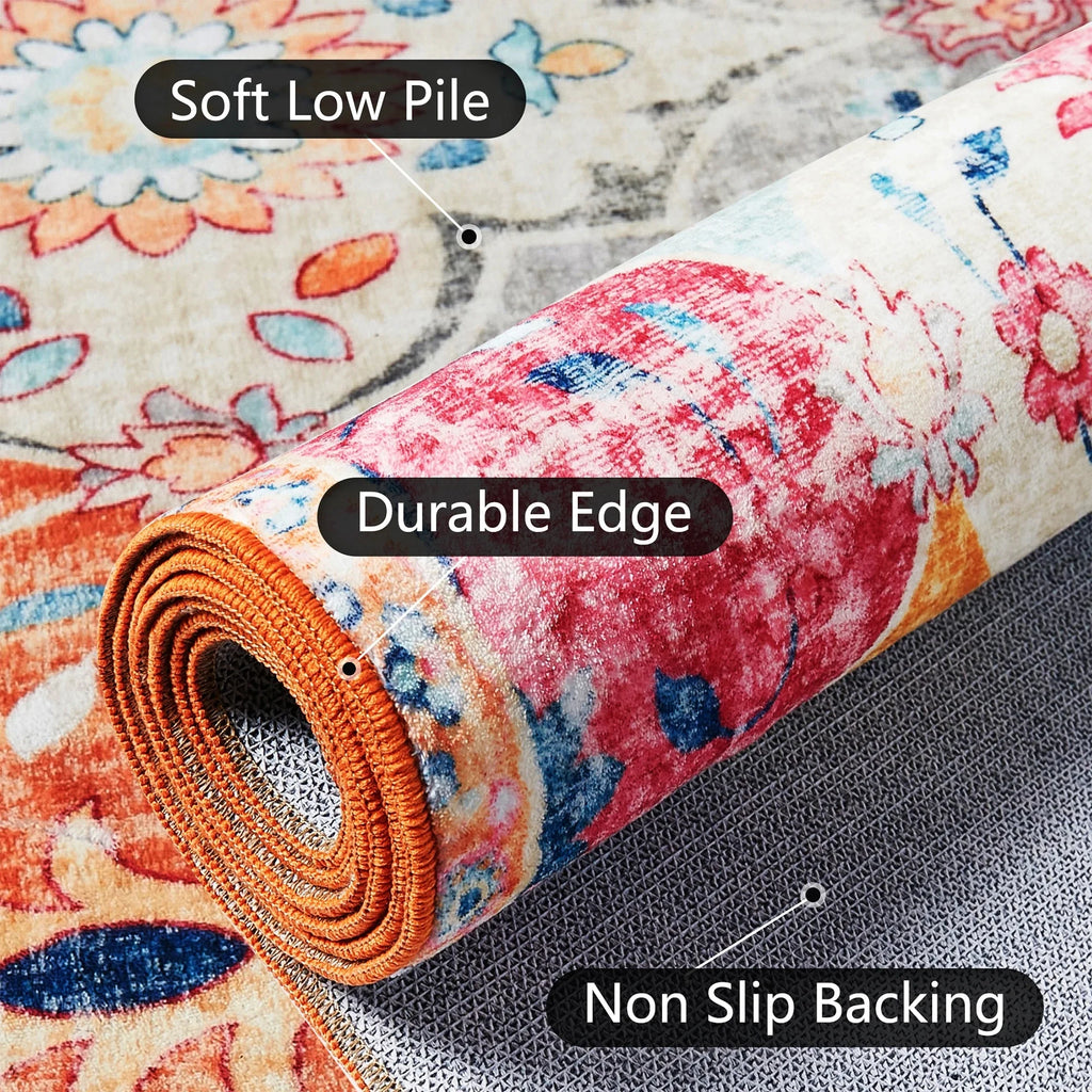 3'x5' Machine Washable Oriental Distressed Area Rug P46230