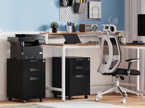 Black 3 Drawer Metal File Cabinet with Lock P94835