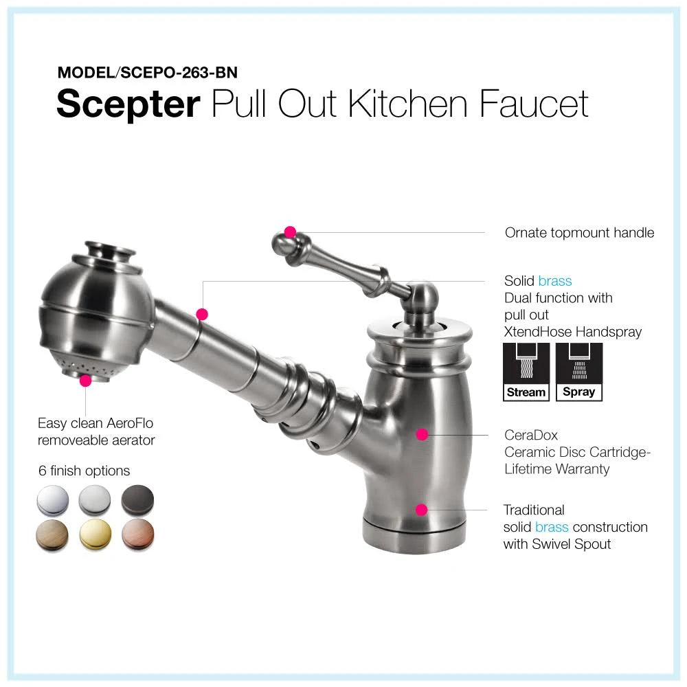 Brushed Nickel Pull Out Kitchen Faucet J294