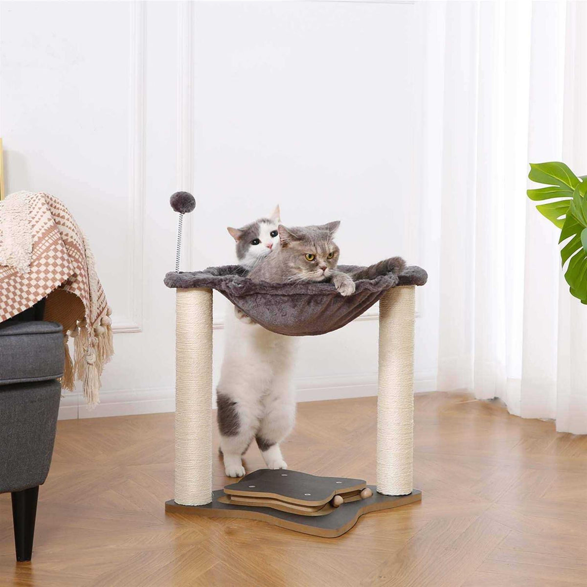 3 in 1 Cat Scratching Post with Hammock U698196