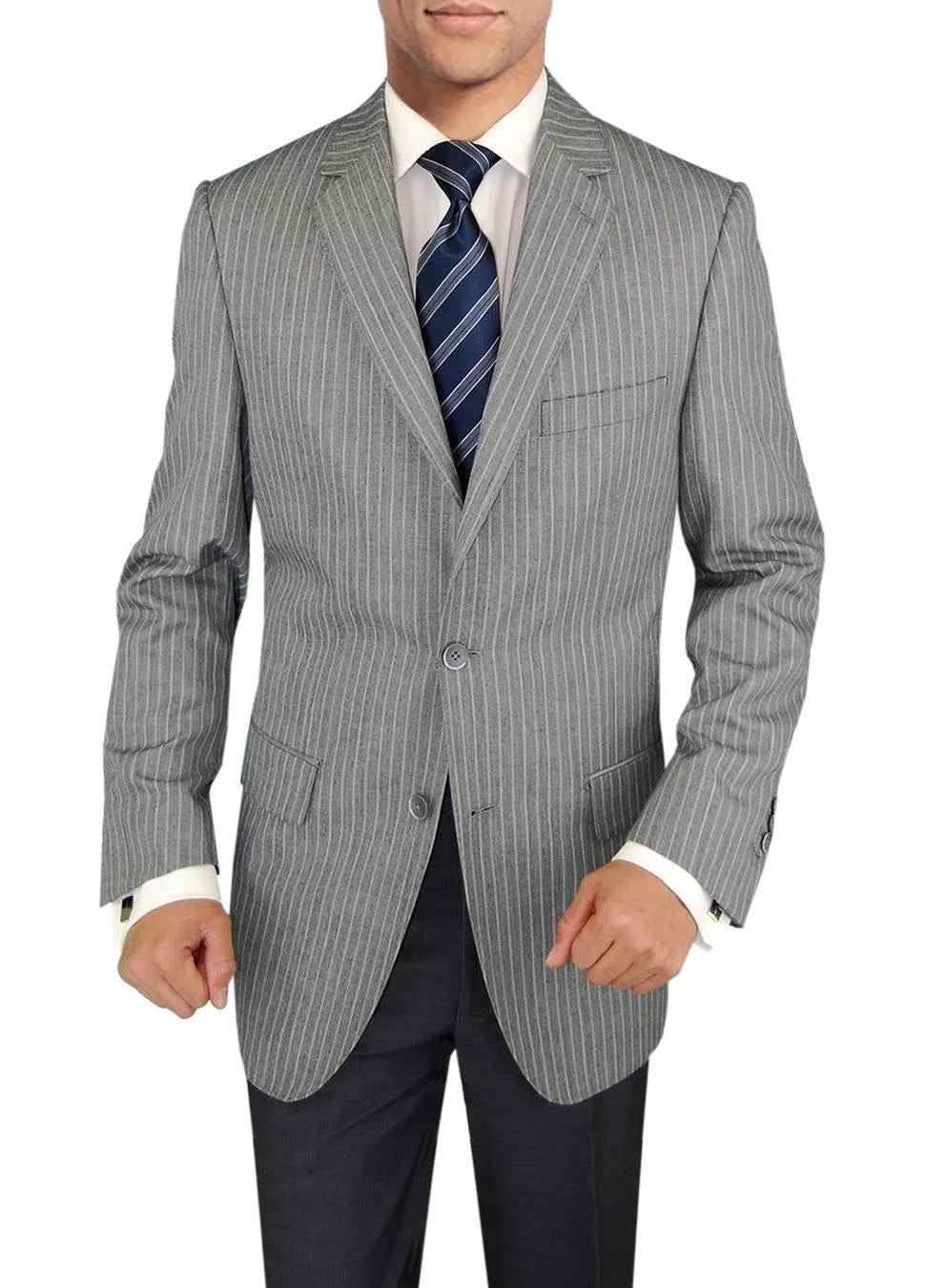 3-piece Gray Stripe Wool Suit L67969