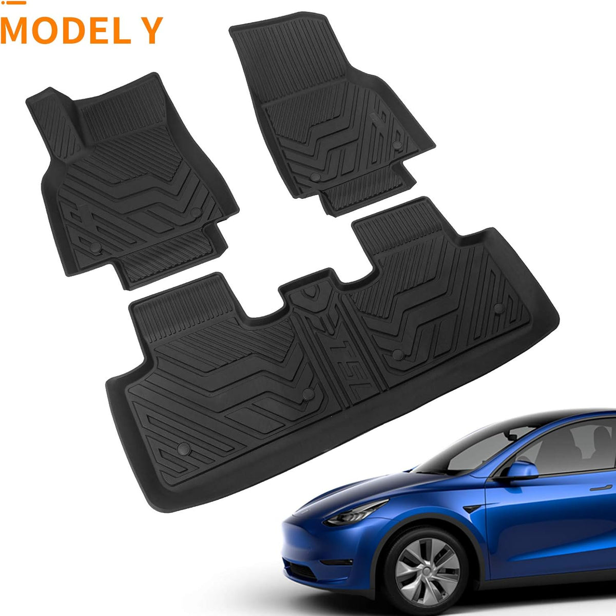 Tesla Model Y All Weather Floor Mats Cargo Liners Set of 9 W4103