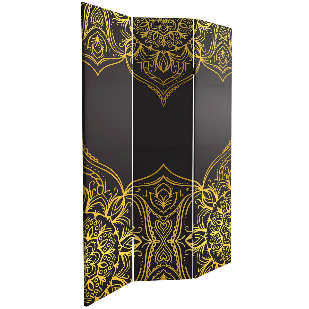6 ft. Tall Double Sided Black Canvas Room Divider A26557