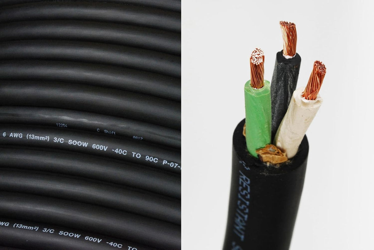 6/3 SOOW 600V Portable Power Cord Cable 25' L259