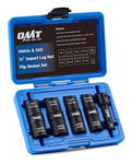 5pc 1/2" Drive Impact Flip Socket Set with Metric 17 19 21 22 mm & SAE 3/4 13/16 7/8 15/16 in. Sockets L830597