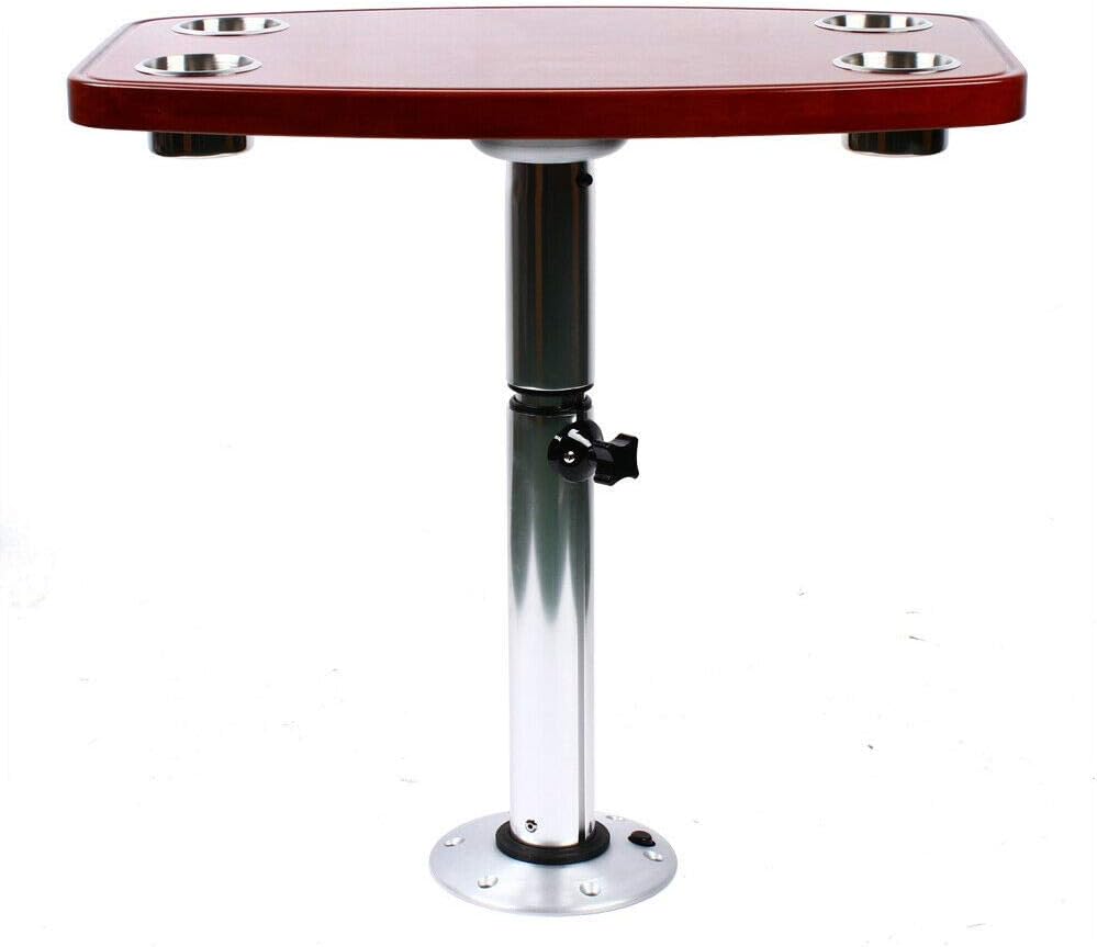 Varnished Oak Boat Table with 4 Cup Holders I4036