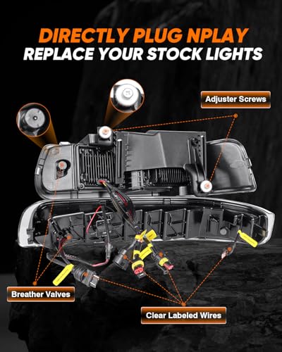 LED Headlights Assembly Headlamps Replacement with Sequential Turn Signal Hi/Low Beam DRL X2261