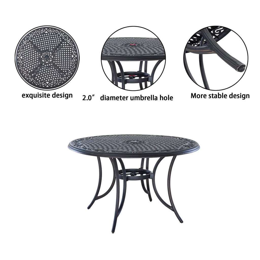 48 in Round Cast Aluminum Outdoor Dining Table T963