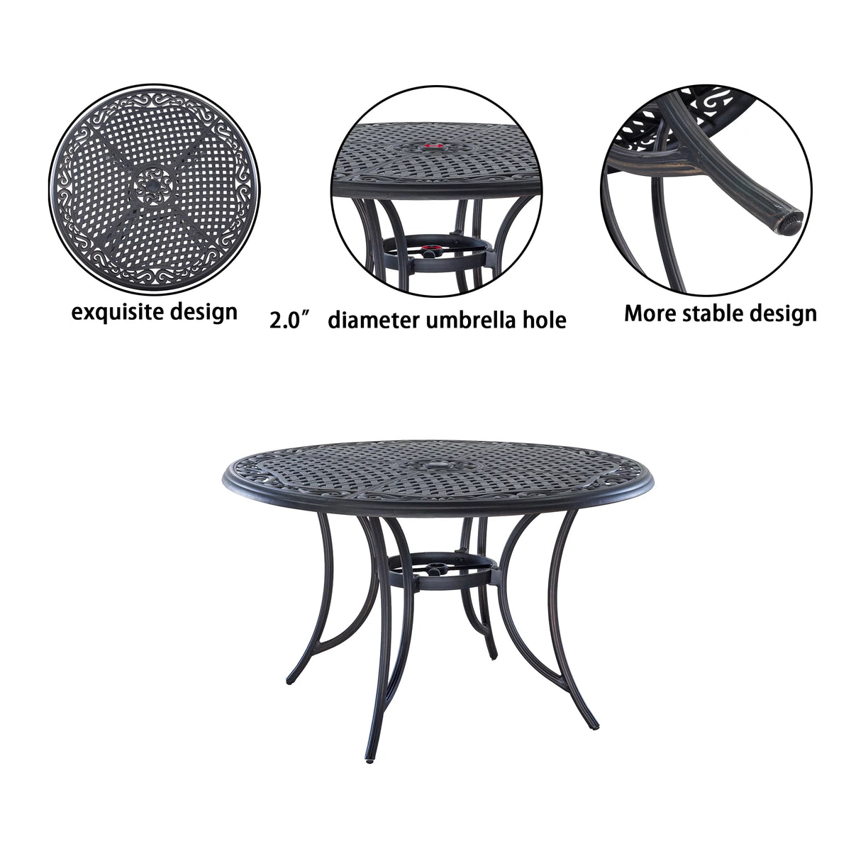 48 in Round Cast Aluminum Outdoor Dining Table T963