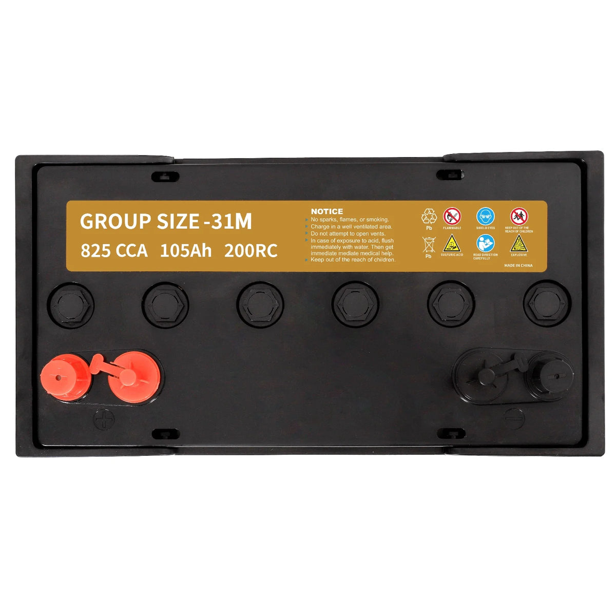 12V 105AH Dual Purpose AGM Battery, 825CCA Group 31M N321257