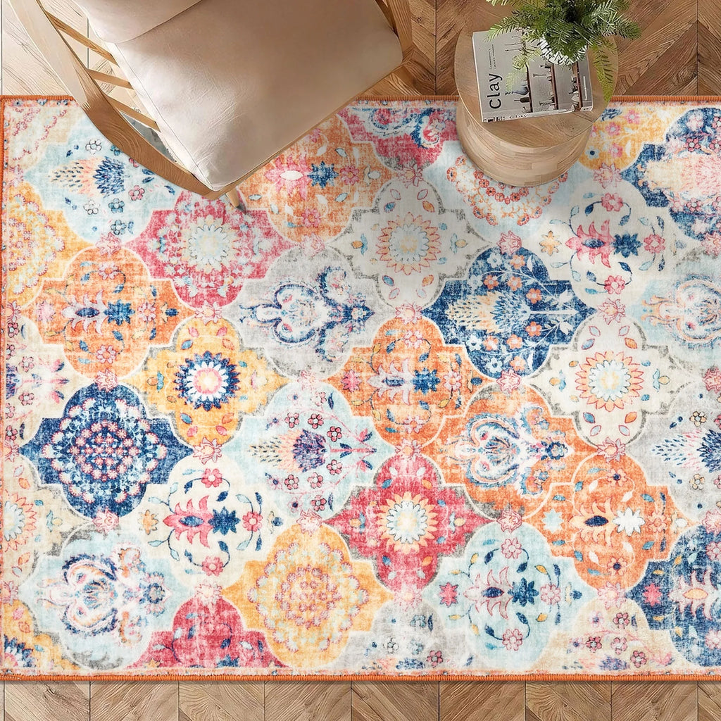 3'x5' Machine Washable Oriental Distressed Area Rug P46230
