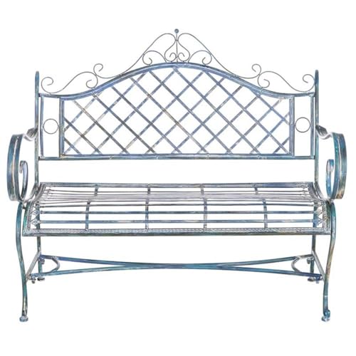 Antique Blue Wrought Iron 46-inch Garden Bench I7995