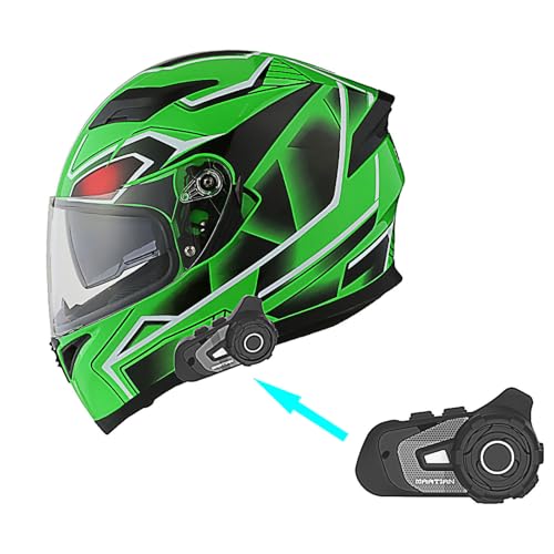 Full Face Dual Visor Motorcycle Helmet with Bluetooth Headset U44318