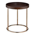 Copper & Dark Brown Solid Wood & Metal Round End Table P960