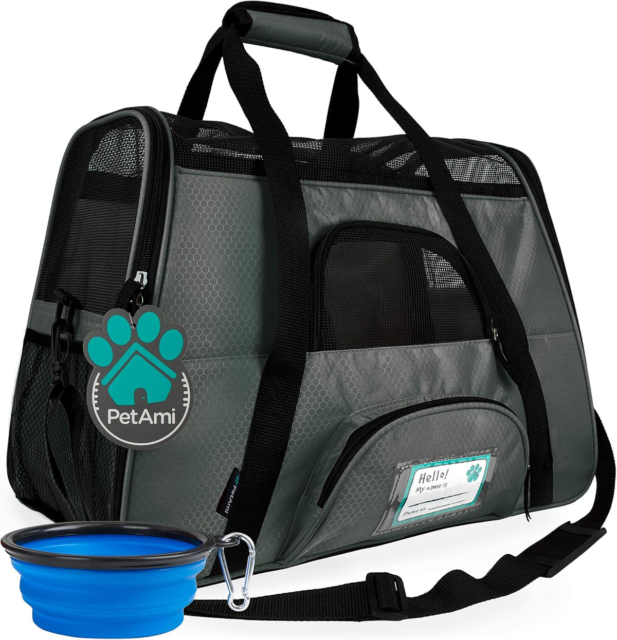 Soft-Sided Pet Travel Carrier, Small, Grey, Pack of 2 B439