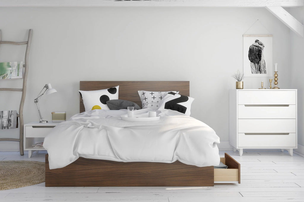 Queen Size Walnut Wood Headboard S8953